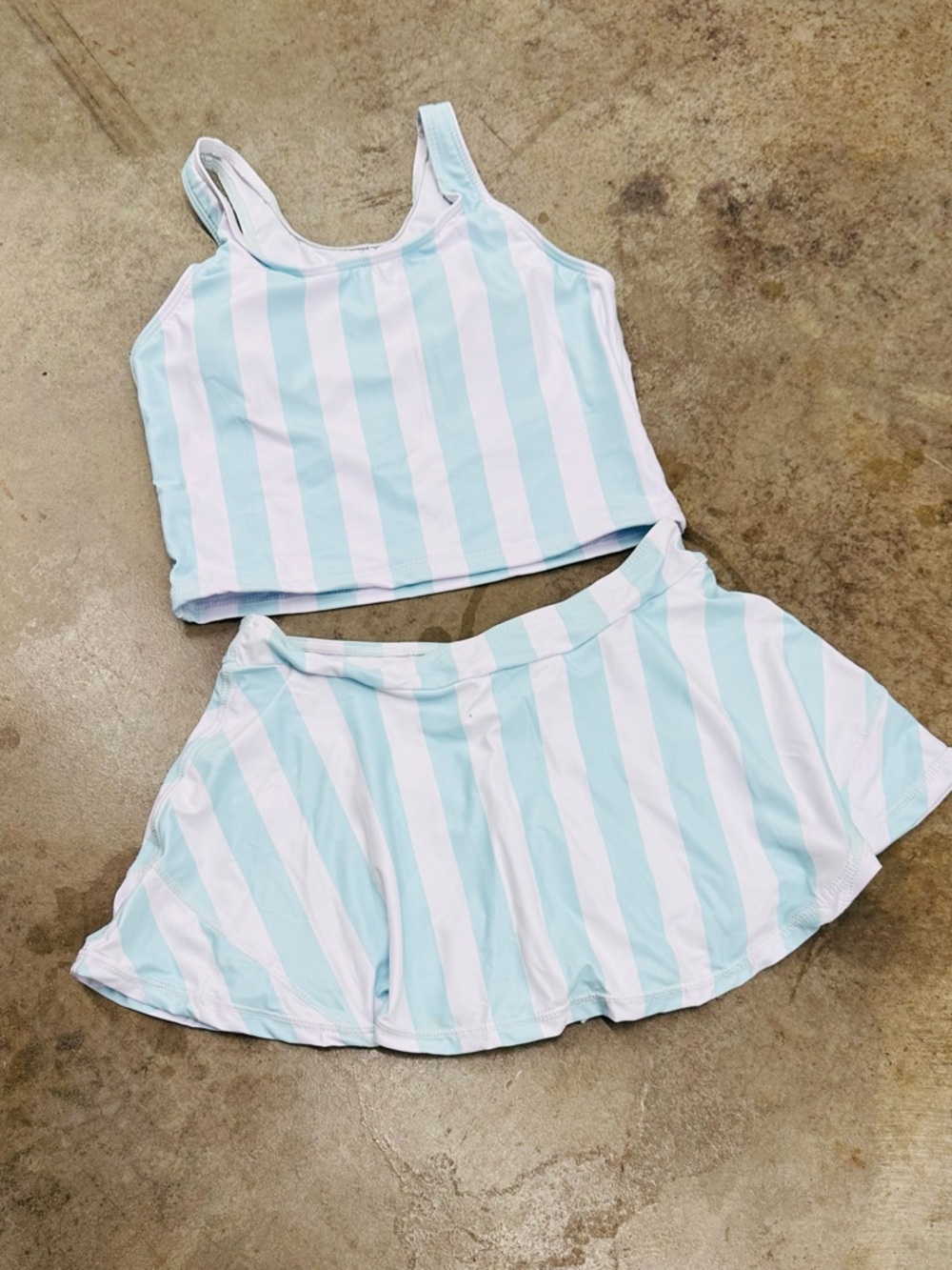 Kids Two-Piece Light Blue & White Stripe Swim Set